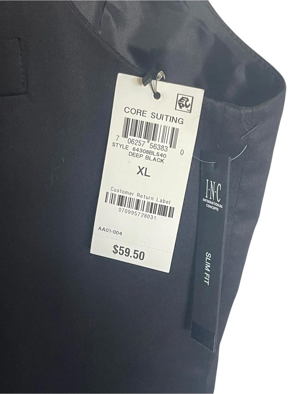 INC International Concepts Men's Black Slim Dress Vest